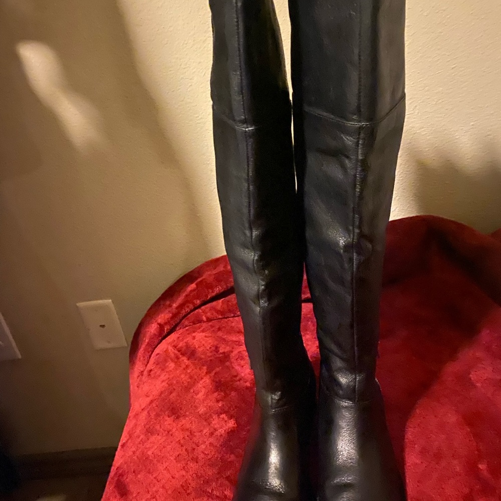 Black Leather Knee-High Boots